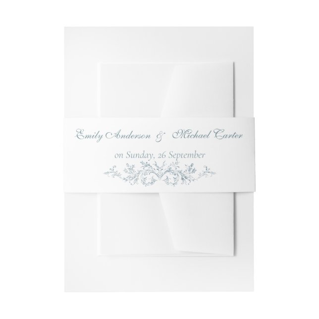 Vintage French Blue Wedding Frame Invitation Belly Band (Front Example)