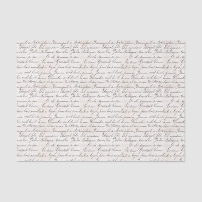 Vintage French Bordeaux Jardin Handwritten Script Tissue Paper (Front)
