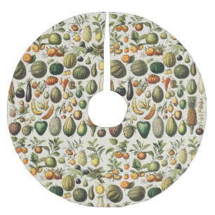 Vintage French Botanical Fruit Poster Art Brushed Polyester Tree Skirt