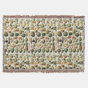 Vintage French Botanical Fruit Poster Art Throw Blanket