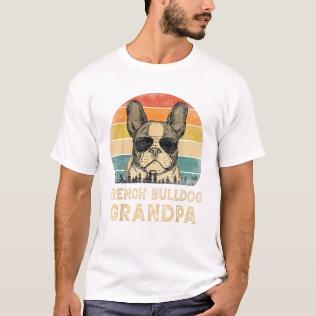 Vintage French Bulldog Grandpa T-Shirt (Front)
