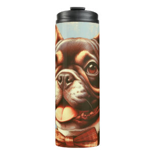 Vintage French Bulldog Painting Portrait Thermal Tumbler