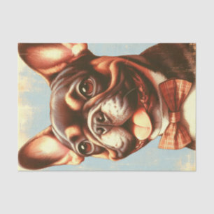 Vintage French Bulldog Painting Portrait Tissue Paper
