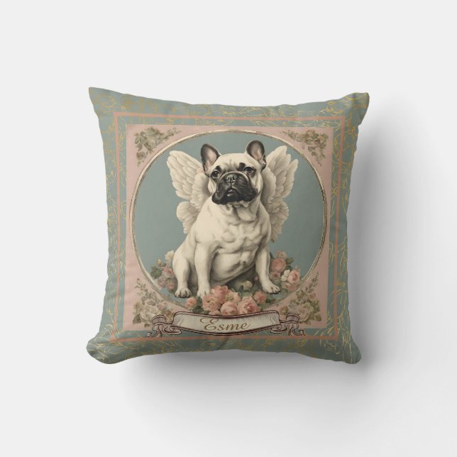 Vintage French Bulldog Personalised  Throw Pillow (Front)