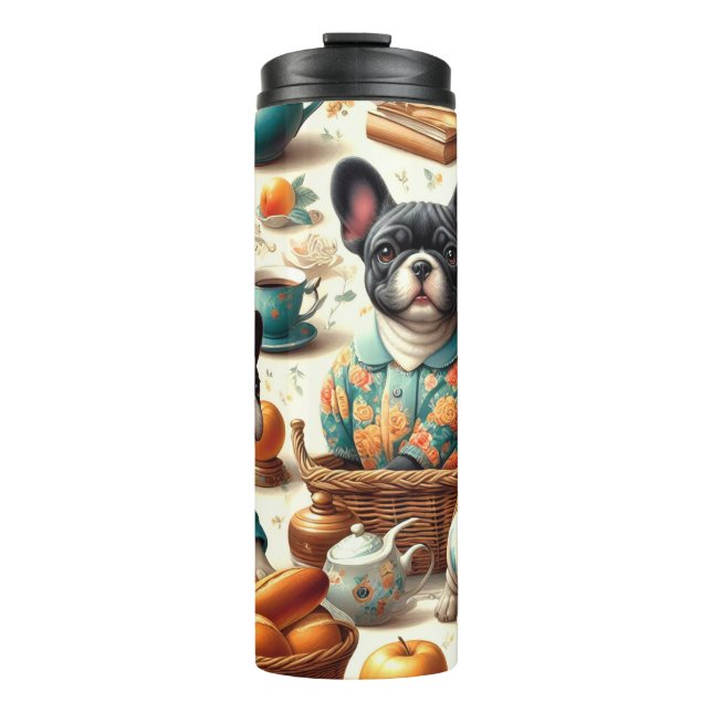 Vintage French Bulldog Seamless Thermal Tumbler (Front)