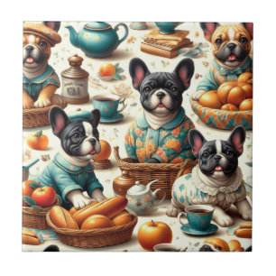 Vintage French Bulldog Seamless Tile