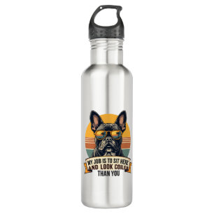 Vintage French Bulldog Sunglasses My Job Is To Sit 710 Ml Water Bottle