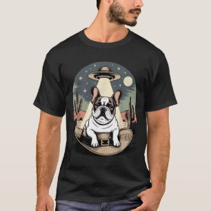 Vintage French Bulldog UFO Western T-Shirt