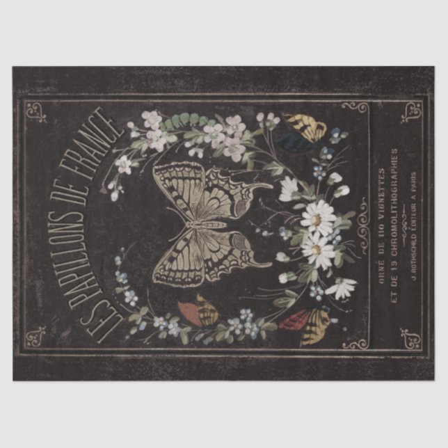 Vintage French Butterfly Decoupage Tissue Paper (Front)