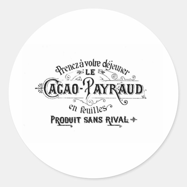 Vintage French Cacao - Payraud Ad Classic Round Sticker (Front)