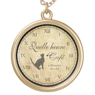 Vintage French Cafe Clock Necklace