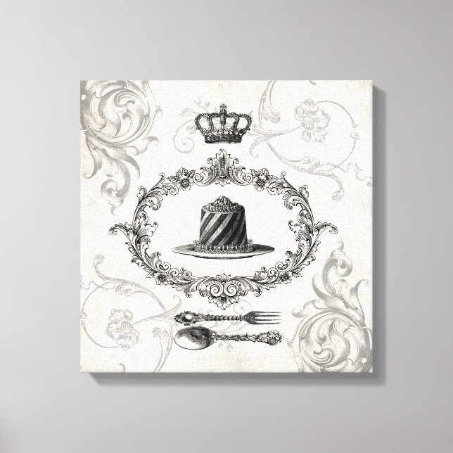Vintage French Cake cake stretched canvas Print (Front)