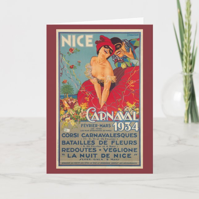Vintage French Carnival Nice 1934 Card (Front)