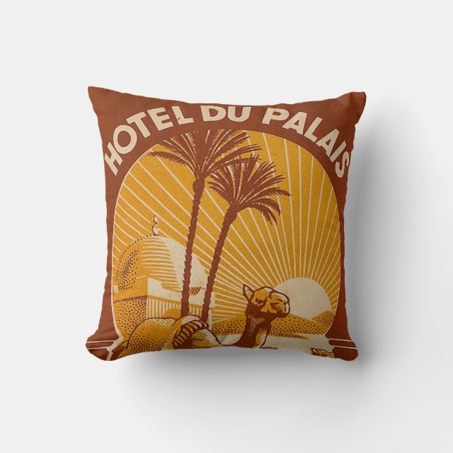 Vintage French Casablanca Throw Pillow (Front)
