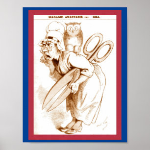 Vintage French Censorship 1874 Cartoon Copy Poster
