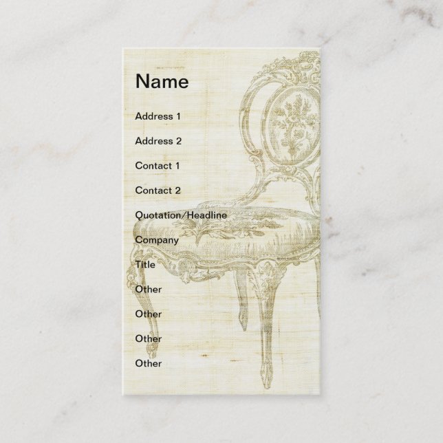 Vintage French Chair Linen Business Card (Front)