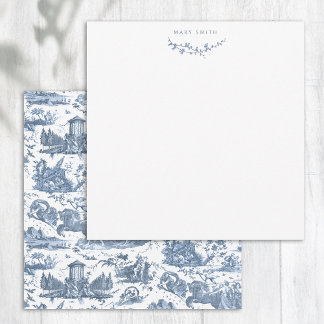Vintage French Chariot of Dawn Toile de Jouy-Blue Card