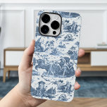 Vintage French Chariot of Dawn Toile de Jouy-Blue Case-Mate iPhone 14 Pro Max Case<br><div class="desc">Beautifully reconstructed seamless vintage French toile de jouy pattern inspired by Guido Reni's sculpture Le Char de L'Aurore ca 1790 copperplate engraving on textile. This intricate pattern features scenes of Greek gods and goddesses,  temples,  exotic animals,  mythical sea creatures and fantasy landscapes.</div>