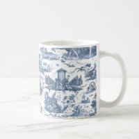 Vintage French Chariot of Dawn Toile de Jouy-Blue
