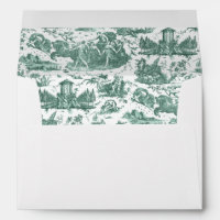 Vintage French Chariot of Dawn Toile de Jouy-Green