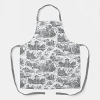 Vintage French Chariot of Dawn Toile de Jouy-Grey