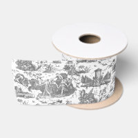 Vintage French Chariot of Dawn Toile de Jouy-Grey
