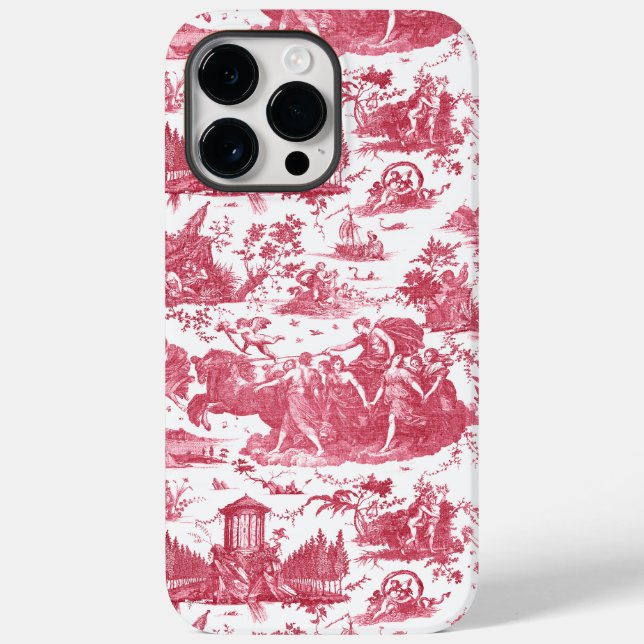 Vintage French Chariot of Dawn Toile de Jouy-Pink Case-Mate iPhone Case (Back)