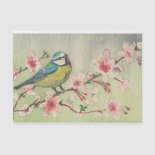 Vintage French Cherry Blossom Titmouse Decoupage Tissue Paper