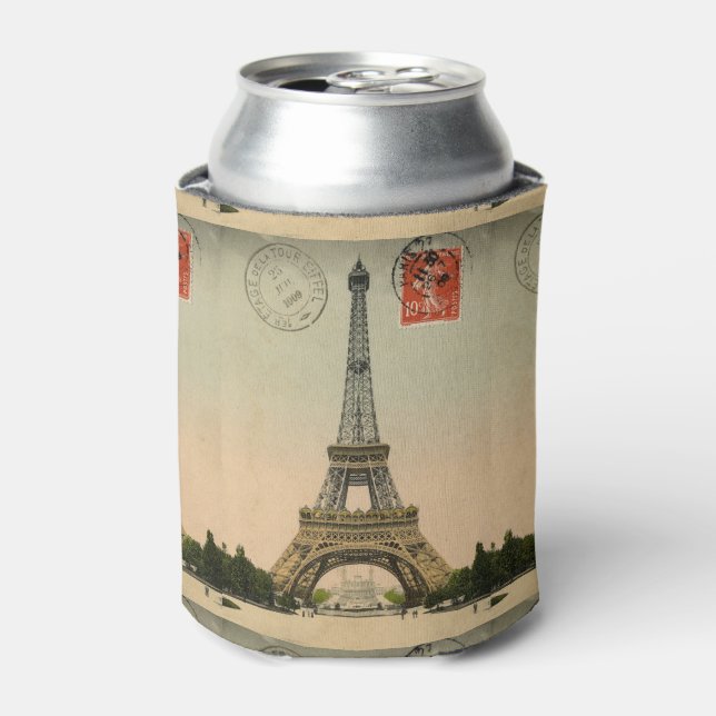 Vintage French Chic Paris Eiffel Tower Can Cooler (Can Front)