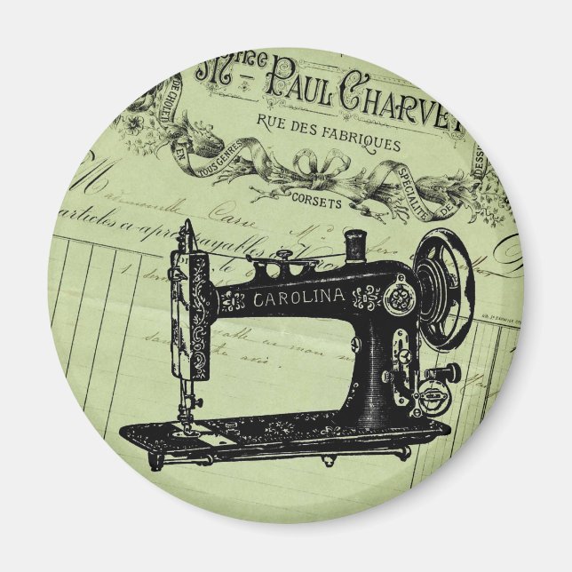 Vintage French Chic Sewing machine Magnet (Front)
