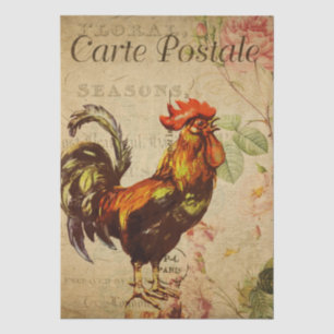 Vintage French Chicken Decoupage Postcard Tissue Paper