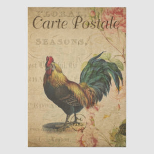 Vintage French Chicken Decoupage Postcard Tissue Paper