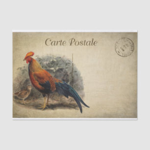Vintage French Chicken Decoupage Postcard Tissue Paper
