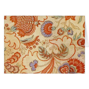 Vintage French Chintz Floral Antique Terracotta