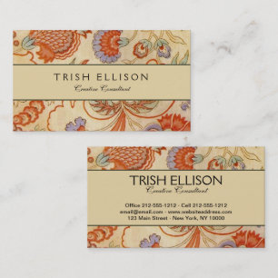 Vintage French Chintz Floral Antique Terracotta Business Card