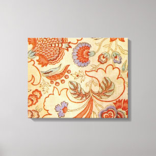 Vintage French Chintz Floral Antique Terracotta Canvas Print