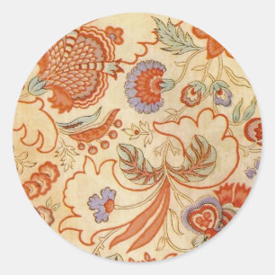 Vintage French Chintz Floral Antique Terracotta Classic Round Sticker