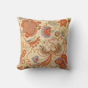 Vintage French Chintz Floral Antique Terracotta Cushion