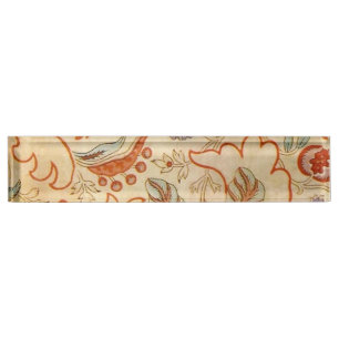 Vintage French Chintz Floral Antique Terracotta Nameplate