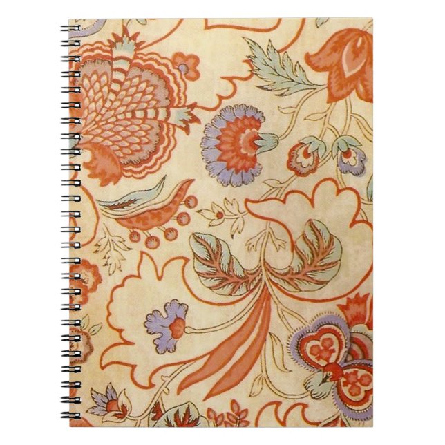 Vintage French Chintz Floral Antique Terracotta Notebook (Front)