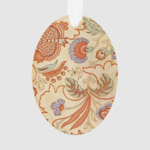 Vintage French Chintz Floral Antique Terracotta Ornament