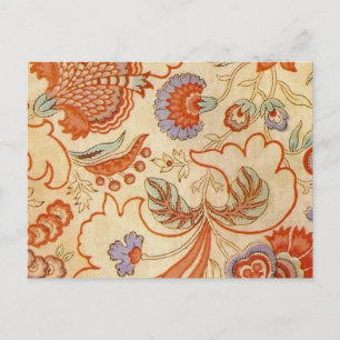Vintage French Chintz Floral Antique Terracotta Postcard
