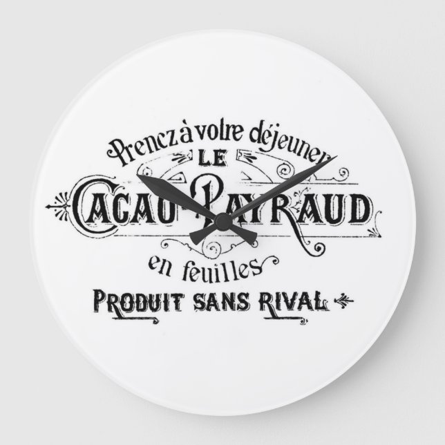 Vintage French Chocolate Ad Large Clock (Front)