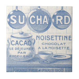 Vintage French Chocolate Blue Kitchen Tile 