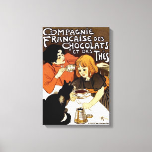 VINTAGE FRENCH CHOCOLATE & TEA CO ADVERTISEMENT CANVAS PRINT