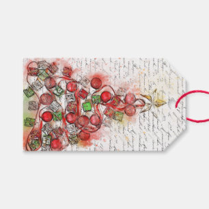 Vintage French Christmas Tree (Watercolor) Gift Tags