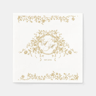 Vintage French Classic Elegant Gold Floral Wedding Napkin