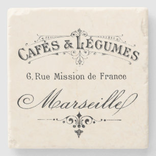 Vintage French Coffee Business Stone Coaster