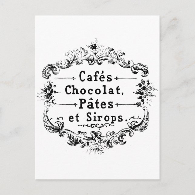 Vintage French Coffee & Chocolate Label Postcard (Front)