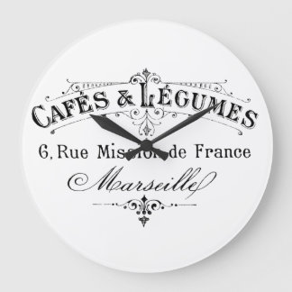 Vintage French Coffee & Vegetables Ad Large Clock